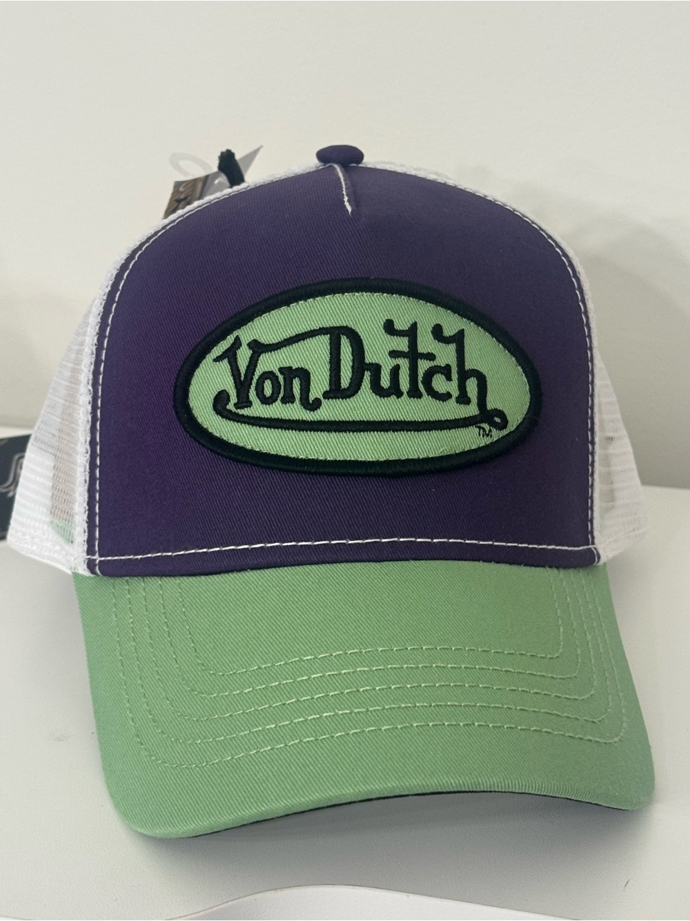 NWT Von Dutch Dark Purple & Light Green Classic Trucker Hat -Adjustable SnapBack